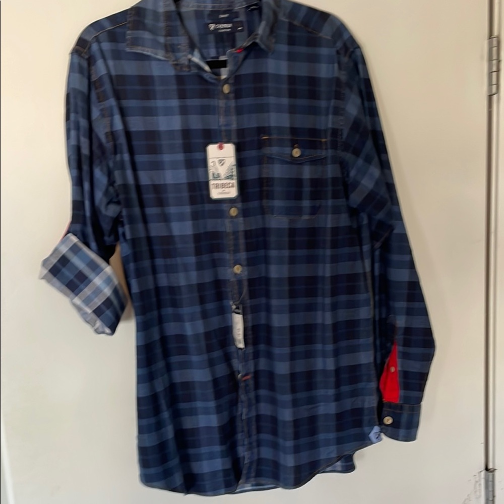 Daniel Cremieux Blue Plaid Casual Button Down Shirt - Men’s Slim Large NWT